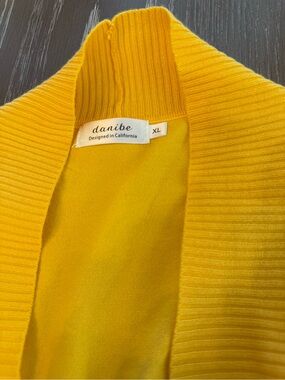Danibe Bright Yellow Ribbed Open Front Cardigan